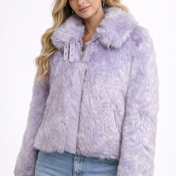 Maje Jackets & Blazers - Maje Rapri faux fur lilac jacket  small